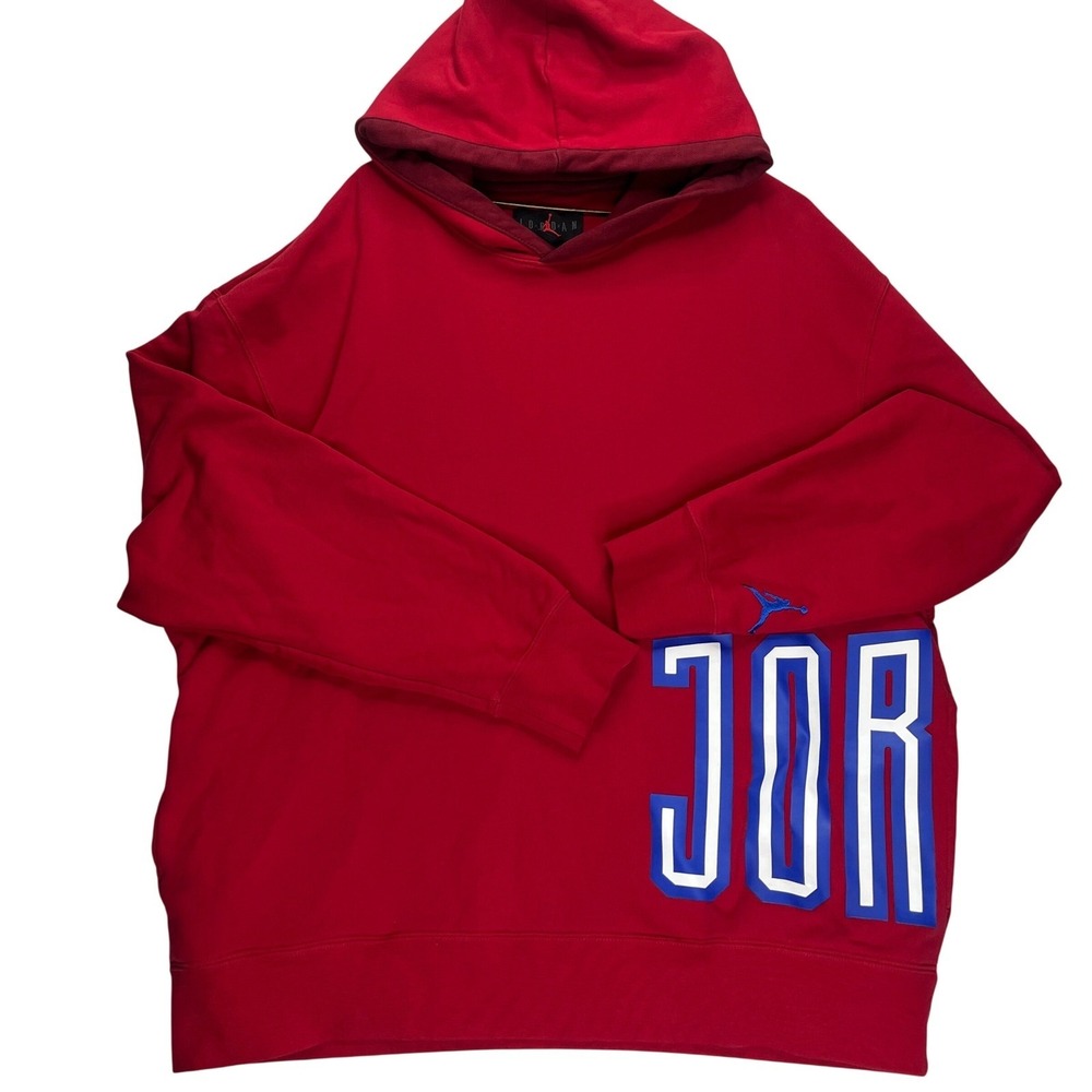 Jordan Hoodie DV7724-687 Mens 2XL Red Cotton Blend Graphic Jumpman Sweatshirt